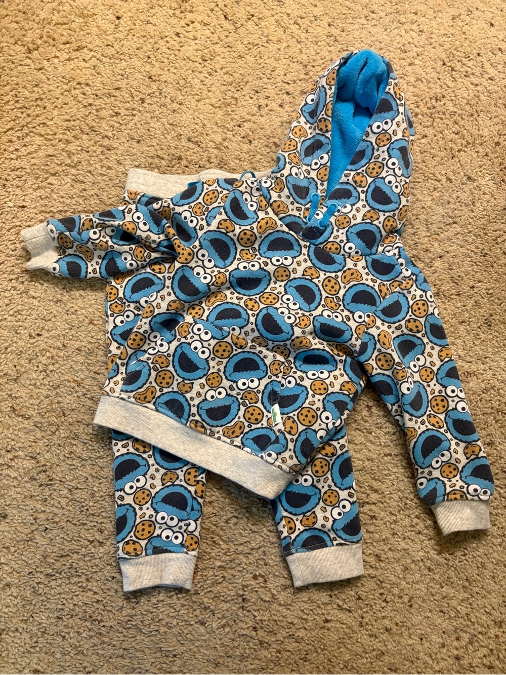 Sesame Street Blue Cookie Monster Fleece Hoodie Set